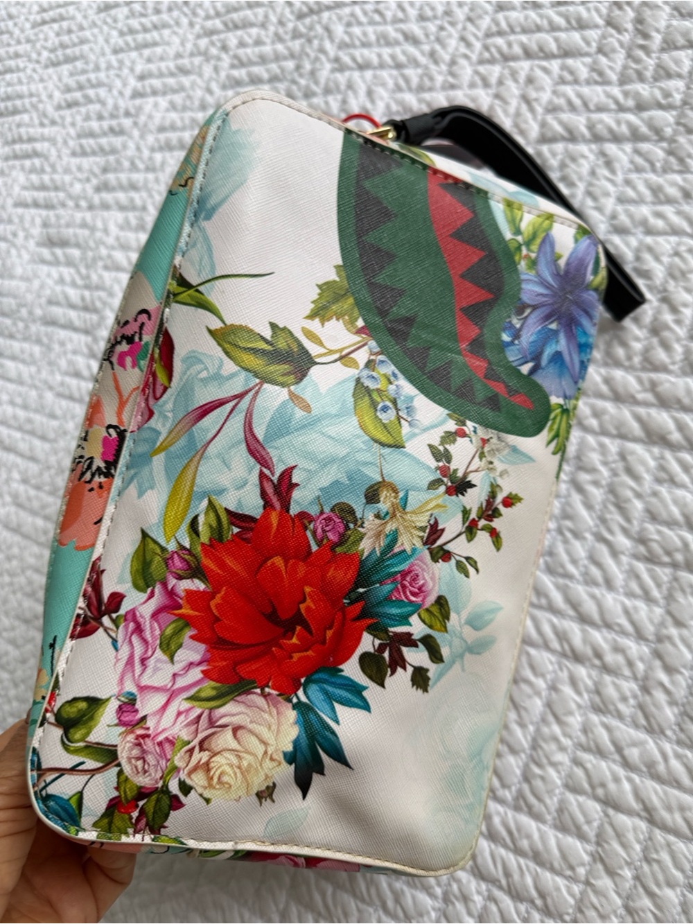 Sprayground Limited Ed Floral Shark Zip Cosmetic Travel Case Toiletry Multicolor - Picture 3 of 17
